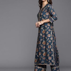 Alternative view of Libas Womens Printed Silk Blend Straight Kurta With Palazzos and Dupatta