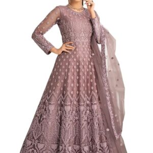 JULEE Women's Net Embroidered Semi-Stitched Gown