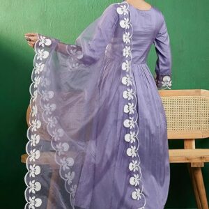 Alternative view of SheWill Women's Silk Blend Chain Work Embroidered A Line Kurta with Pant Set For Wedding, Ethnic Wear